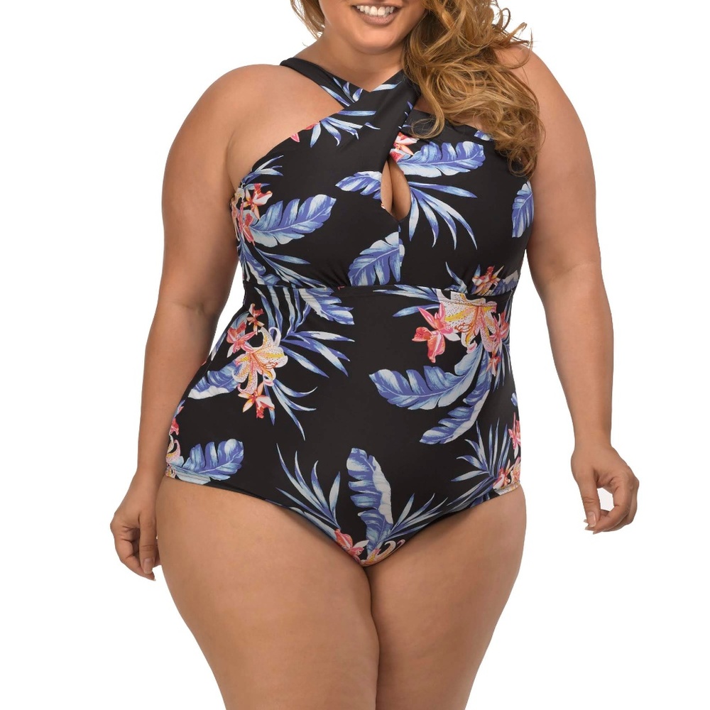 NWT Lysa Swim Plus Size 1 Piece Swimsuit 0X 2X 3X 14 16 22 24 26